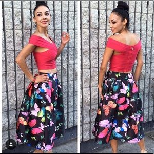 LONG MID CALVE FLORAL SKIRT